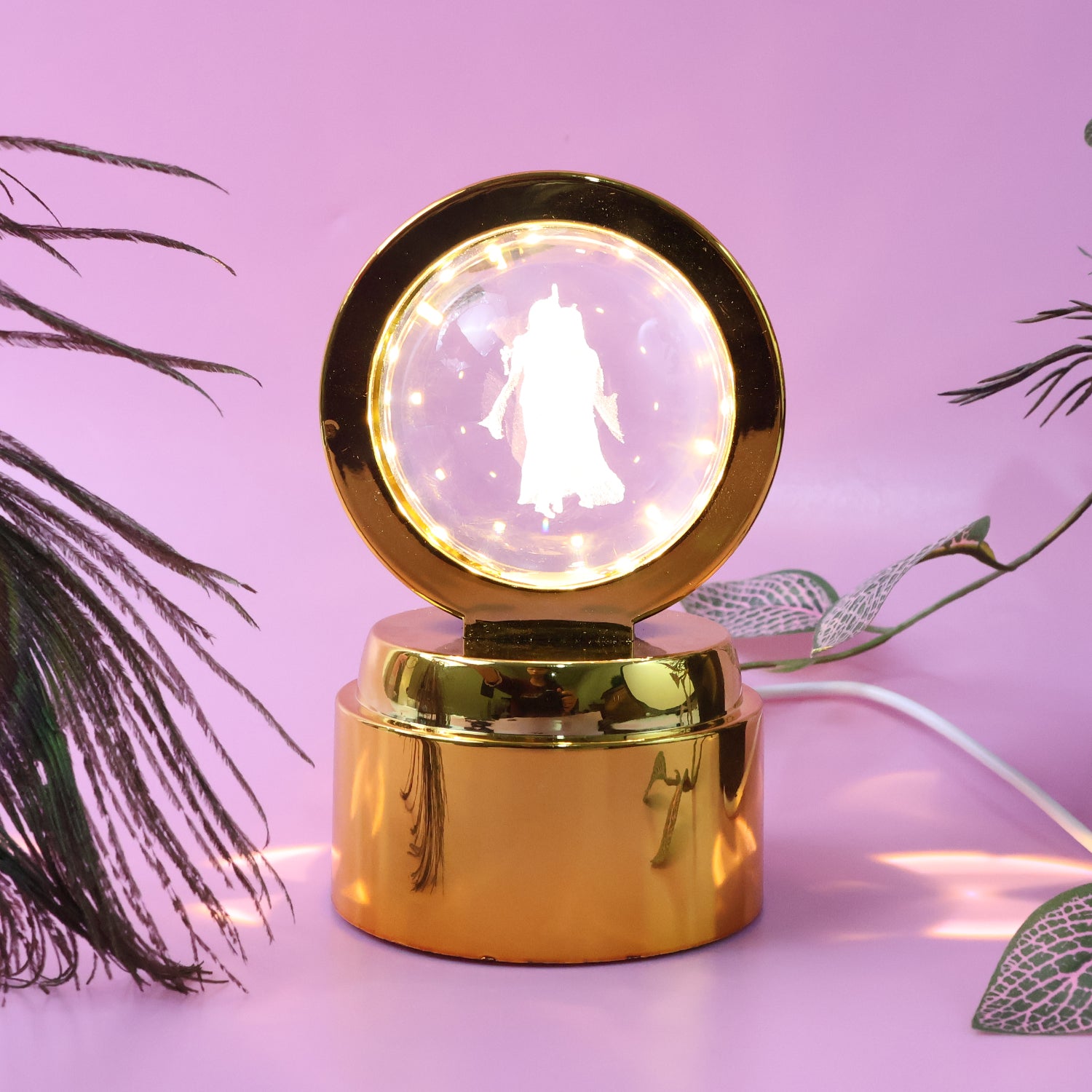 Radhe Krishna Crystal Ball Night Light  1 Pc