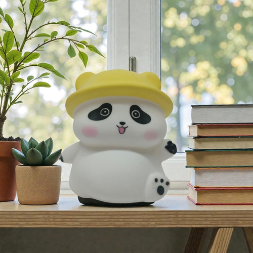Panda With Hat Led Night Light Cute Silicone Bedside Lamp For Kids (1 Pc)