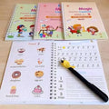 Sank Magic Practice Copybook Set for Kids - Reusable Handwriting Workbooks (4 Books + 1 Pen + 10 Refills + Grip)