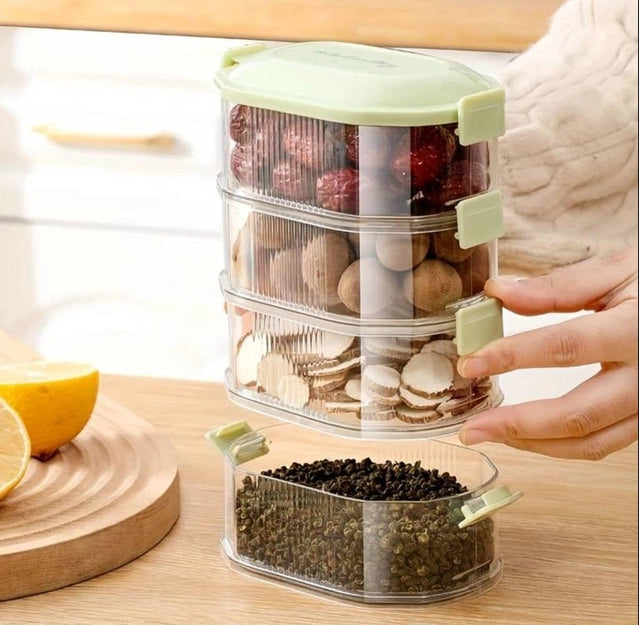 3-Tier Rotating Transparent Spice & Seasoning Storage Organizer Box