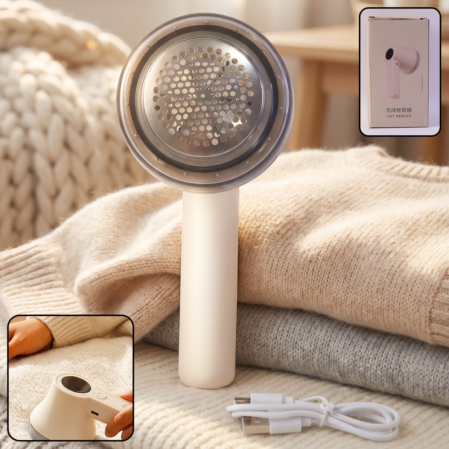Rechargeable Electric Lint Remover  Fabric Shaver For Clothes Sweaters Sofa  Blankets (1 Pc)